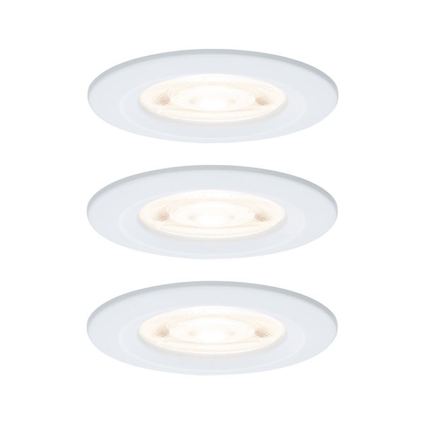 Dreier-Set runde LED-Einbaustrahler, flache Bauform, Weiß.