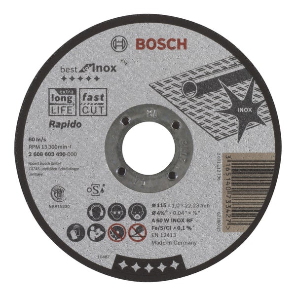 Bosch Trennscheibe gerade Best for Inox Rapido A 60 W INOX BF 115 mm 22,23 mm 1 mm - 2608603490