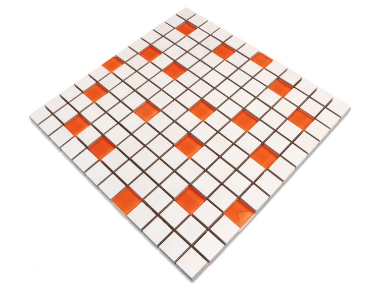 Quadratische Mosaikfliese mit Glas- und Keramikelementen