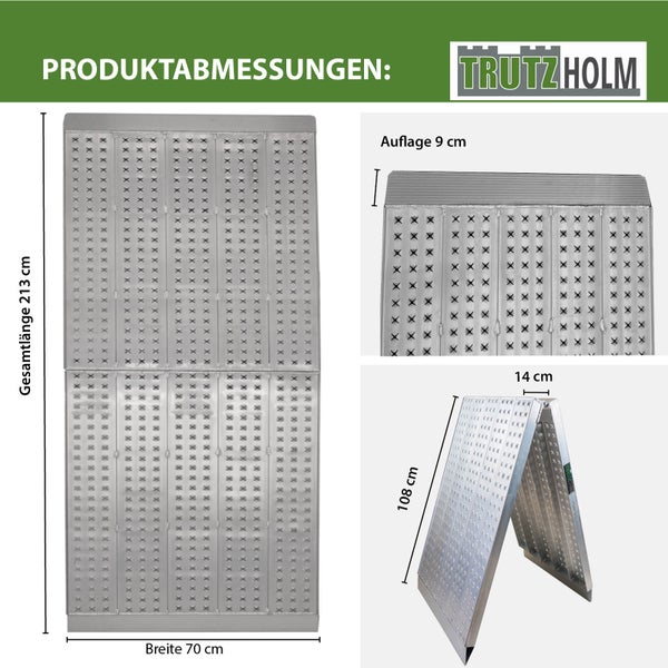 Produktdarstellung einer Trutzholm Auffahrrampe mit Maßangaben