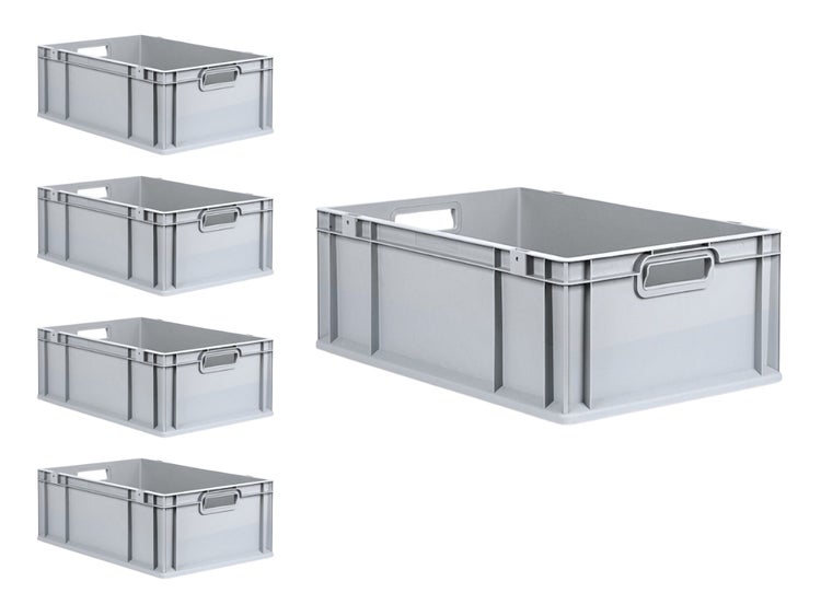 PROREGAL Spar Set 5x Eurobox Nextgen Economy Griffe Offen HxBxT 22 x 40 x 60 cm 44 Liter Eurobehälter Transportbox Transportbehälter