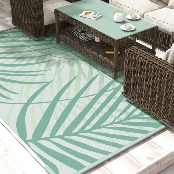Outsunny Outdoor-Teppich mit Tragetasche, für Camping, Terrasse, 365 x 274 cm, Kunststoff, Grün