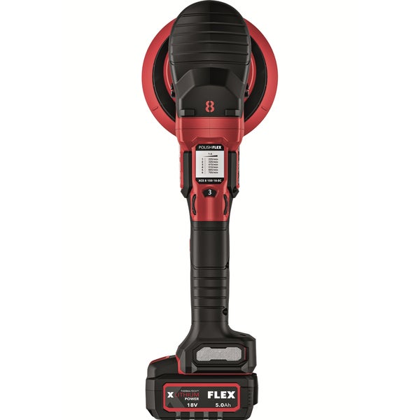 FLEX Akku Exzenterpolierer XCE 8 150 18-EC mit 18 Volt und 5 Amperestunden Lithium Ionen Akku