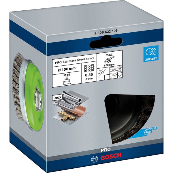 Drahtbürste im Karton mit Herstellerinformationen