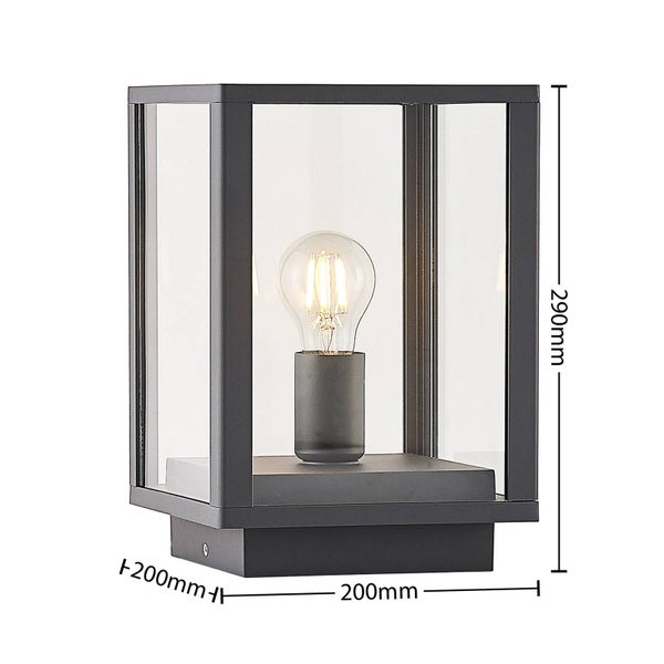 Lindby Außenleuchte Giavanna (spritzwassergeschützt (Modern) in Schwarz aus Aluminium (1 flammig, E27) - Wegeleuchte Pollerleuchte Wegelampe Sockelleuchte