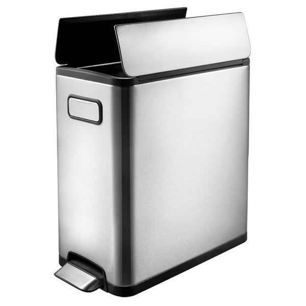PROREGAL Modern Designter Treteimer Zur Abfallscheidung Aus Gebürstetem Edelstahl 20 Liter HxBxT 46,5 x 25 x 37,5 cm Edelstahl