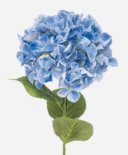 Künstliche Hortensie mit detailreichen blauen Blütenblättern zur Dekoration.