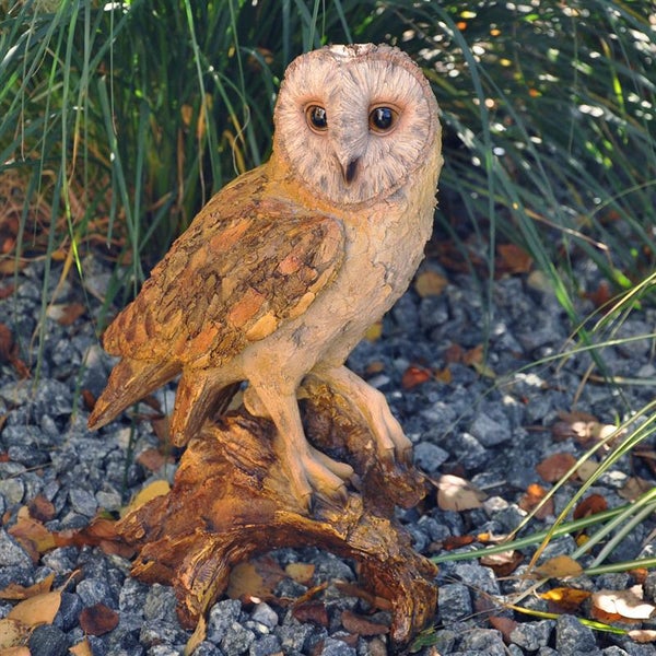 Dekofigur Gartenfigur Eule Holzoptik