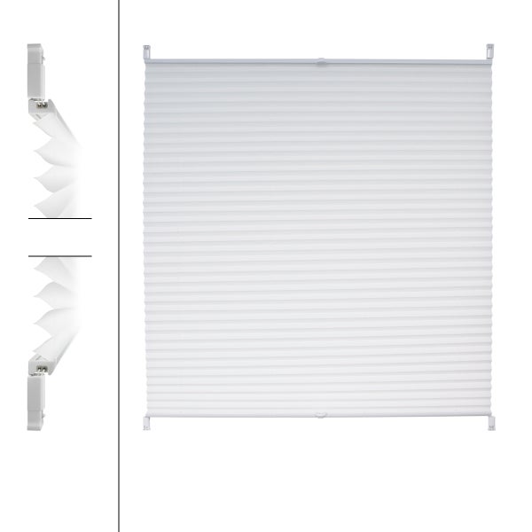 ECD Germany Plissee 55 x 200 cm - Weiß - Klemmfix - EasyFix - ohne Bohren - Sonnen- und Sichtschutz - für Fenster und Tür - inkl. Befestigungsmaterial - Jalousie Faltrollo Fensterrollo Rollo