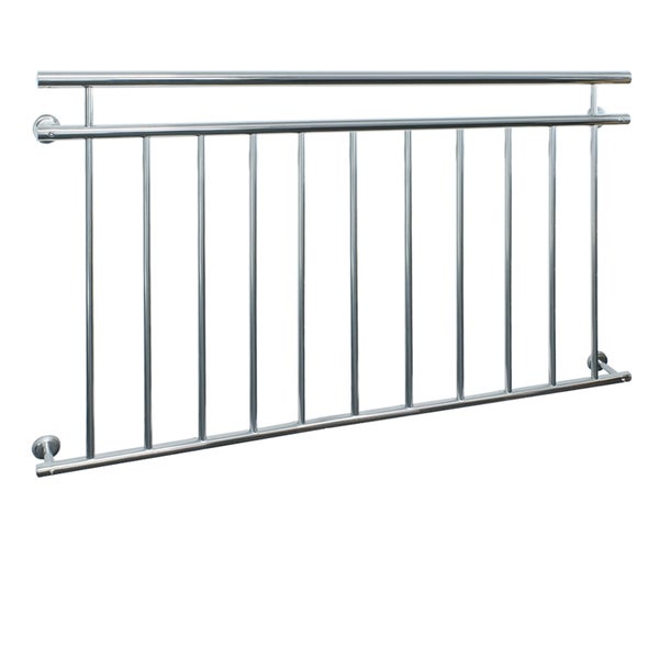 ECD Germany Französischer Balkon 90x156 cm mit 11 Füllstäben, Silber glänzend, aus Edelstahl, Balkongeländer Stabgeländer Balkonbrüstung Balkongitter Fenstergeländer Außen Fenstergitter Fensterschutz