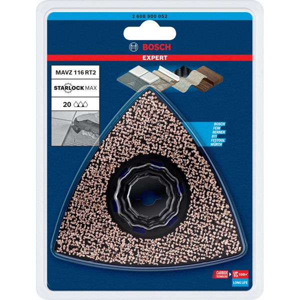 Bosch Expert Sanding Plate MAVZ 116 RT2 Starlock Max Schleifplatte für Multifunktionswerkzeuge 116 mm - 2608900052