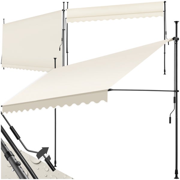 Klemmmarkise tectake  einfache Montage mit Handkurbel beige