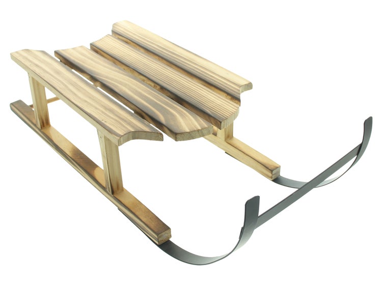 Holzschlitten mit Metallkufen