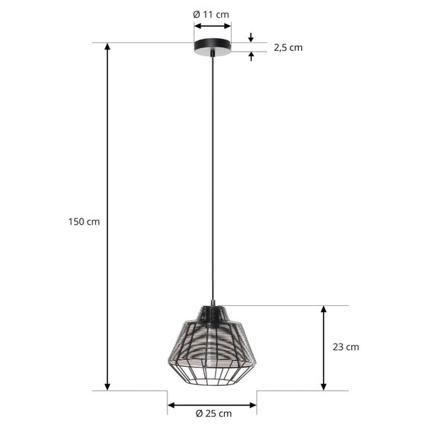 Lucande Pendelleuchte Tinko (Retro, Vintage Antik) in Schwarz aus Aluminium (1 flammig E27) - Deckenlampe Esstischlampe Hängelampe Hängeleuchte Wohnzimmerleuchte