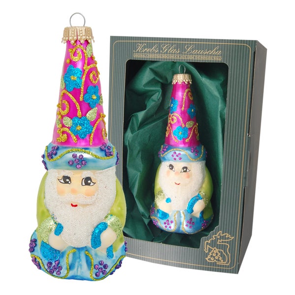 Multicolor 9cm Weihnachtszauberer Merlin, Glasornament, mundgeblasen, handbemalt, 1 Stck.