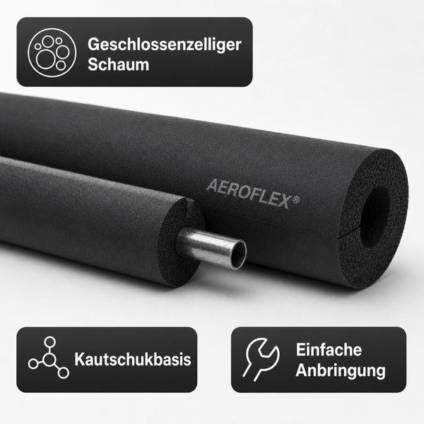 Aeroflex Rohrisolierung aus geschlossenzelligem Kautschukschaum für einfache Anbringung an Rohren