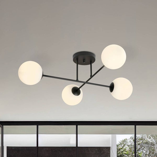 Euluna Deckenlampe Glassy (Modern) in Schwarz aus Glas (4 flammig, E14) - Deckenleuchte Lampe Wohnzimmerleuchte