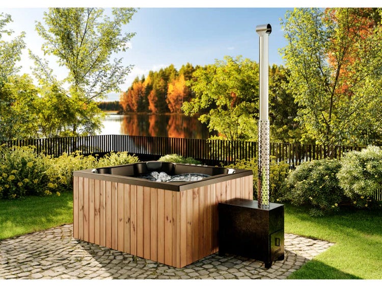FinnTherm Badefass Oslo Spa Edition aus Holz mit Montagematerial 1,7x2m