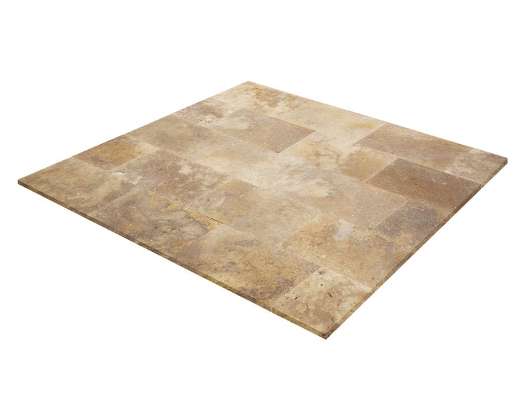 Wohnrausch Travertin Terrassenplatten GOLDEN BROWN 61 x 40,6 x 3 cm, getrommelt, braun, gelb, gold