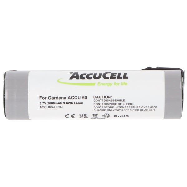 2600mAh Akku passend für Gardena ACCU 60 Li-Ion 3,6-3,7V mit 2,8 und 4,8 Steckkontakt