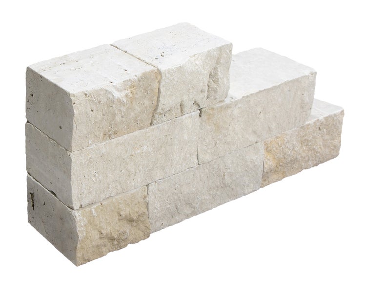 Wohnrausch Naturstein Mauersteine Travertin EXTRA LIGHT, spaltrau, getrommelt, beige, L 15-50, B 18-20, H 15 cm, 1 qm
