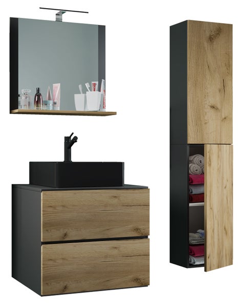 4-tlg Waschtisch Badmöbel Lendas 60 cm L Schublade