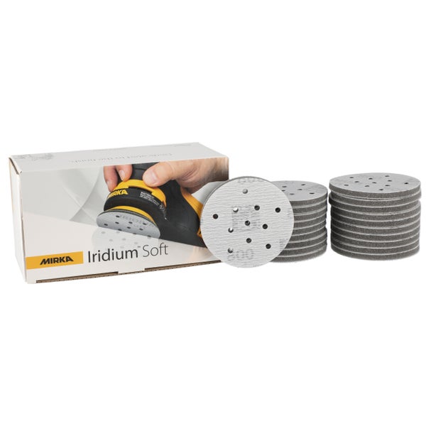 Mirka Iridium Soft Schleifscheiben Ø 77 mm / Korn P800 / Klett Multifit / 20 Stück / schaumbasiertes Schleifmittel für präzises Trockenschleifen, Klarlackschliff, Finish