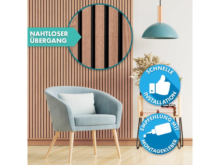 FLOORDIREKT Akustikpaneel - für Angenehme Raumakustik - in Holzoptik - 118 x 60 cm - Red Oak