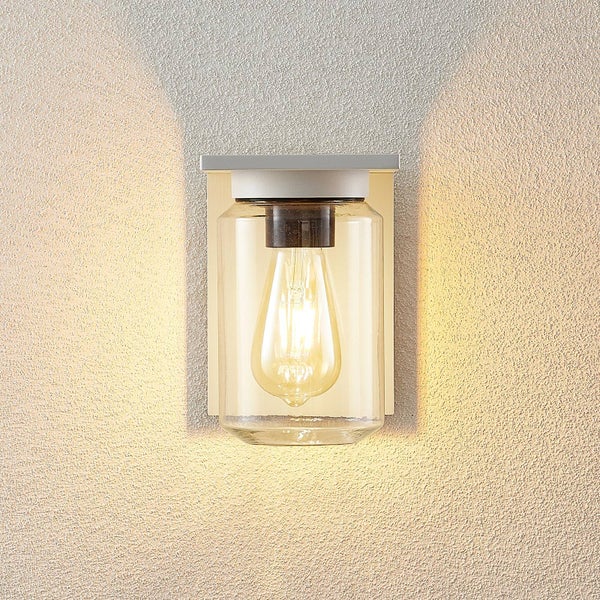 Lucande Wandleuchte außen Semka (spritzwassergeschützt (Modern) in Weiß aus Aluminium (1 flammig, E27) - Außenwandleuchten Wandlampe Led Außenlampe Outdoor für Außenwand/Hauswand Haus