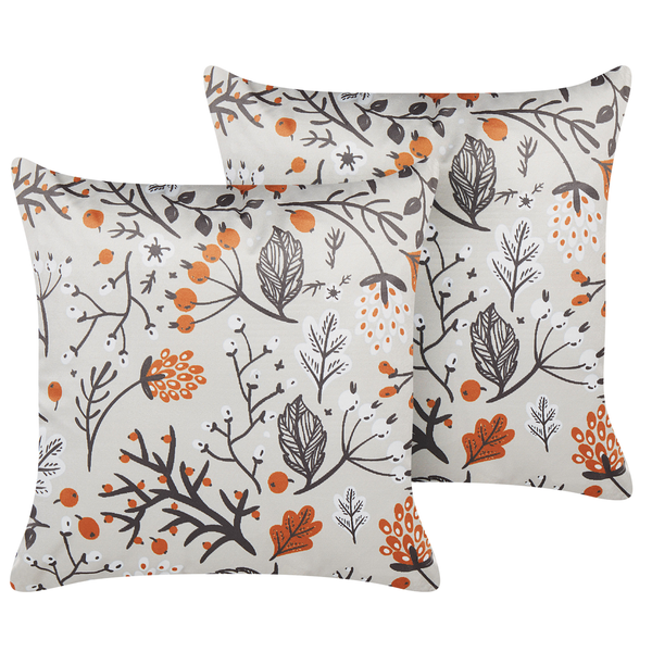 Dekokissen 2er Set MONTBRETIA Samtstoff 45 x 45 cm Bunt Pflanzenmuster