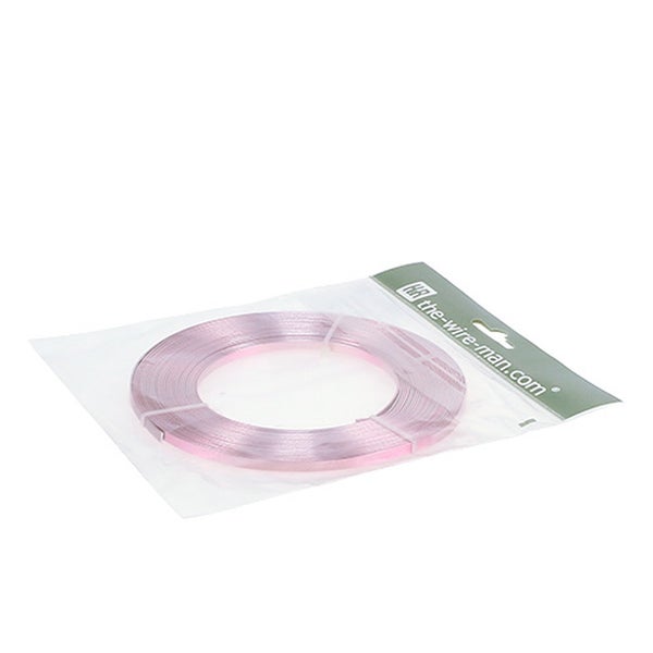 Aluminium-Flachdraht, rosa, aufgewickelt in einer transparenten Kunststoffverpackung.