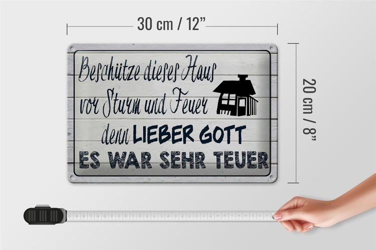 Blechschild Spruch 30x20cm beschütze dieses Haus vor Sturm
