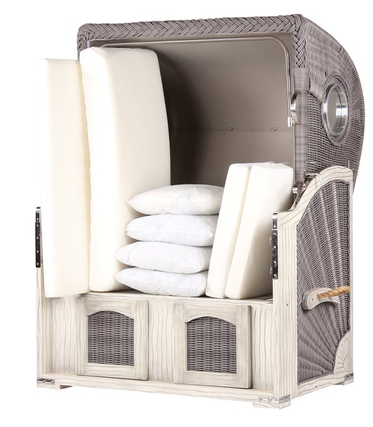 Strandkorb Rantum Mahagoni washed grey PE koboo grey Dessin 537