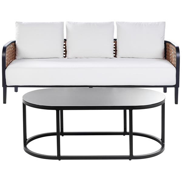 Lounge Set mit Tisch 3-Sitzer MONTEFALCO Metall Weiß