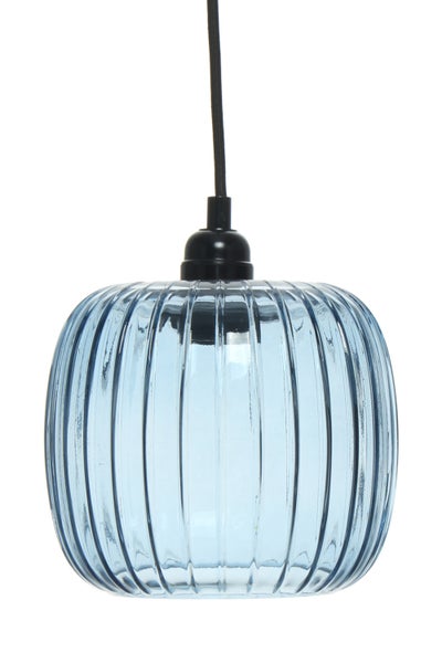 Moderne Glas Hängelampe Pendelleuchte in Blau 24 cm | Wohnzimmer Esszimmer Leuchte
