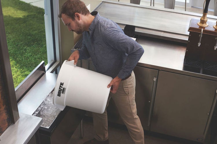 PROREGAL Rubbermaid Brute Runde Mehrzwecktonne Mit Belüftungskanälen 37,9 Liter HxØ 43,5 x 39,7 cm Aus Widerstandsfähigem Kunststoff Weiß