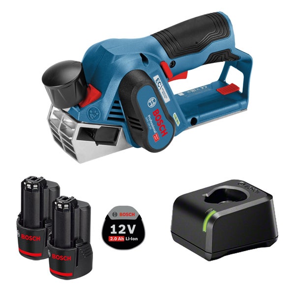 Bosch Akku-Hobel GHO 12V-20 12 V / 2x 2,0 Ah Akku + Ladegerät