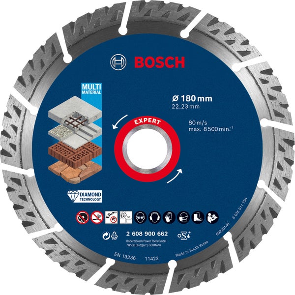 Bosch Logo Diamanttrennscheibe Durchmesser 180 Millimeter für Multi Material