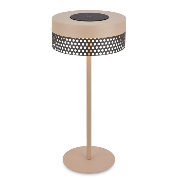 Briloner Booha LED Tischlampe kabellos IP44, Dimmbar, Touch, Akku, Spritzwasserschutz, Beige-Anthrazit, Ø16 x 35 cm