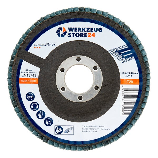WS24 10x Lamellenschleifscheibe 115 mm gewölbt Zirkonkorund K 40 - WS24-100046
