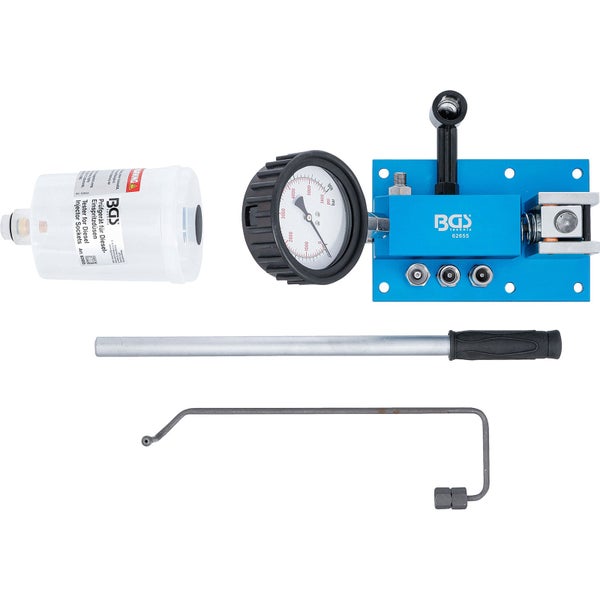 BGS Diesel Einspritzdüsen Prüfgerät mit Manometer, Auffangbehälter und Zubehör