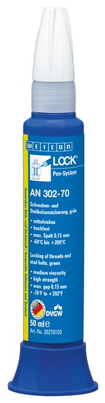 WEICONLOCK® AN 302-70 Schrauben- und Stehbolzensicherung|hochfest, mittelviskos, mit Trinkwasserzulassung|50 ml|grün