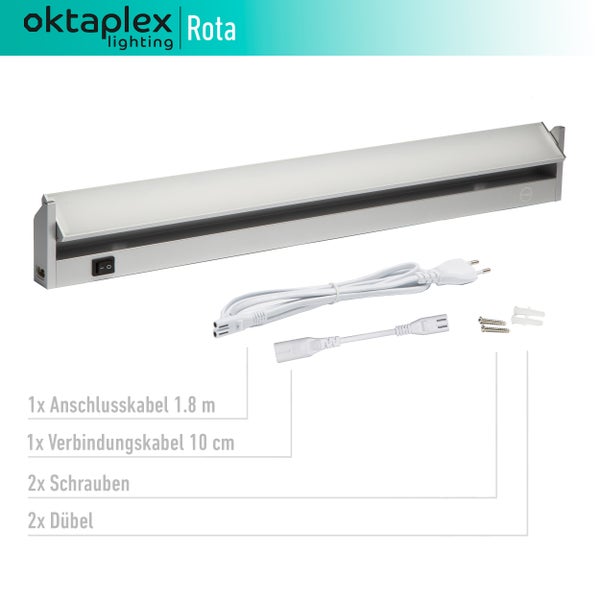 Oktaplex Rota LED Unterbauleuchte Schwenkbar 58cm Aluminium neutralweiß 4000K 10W