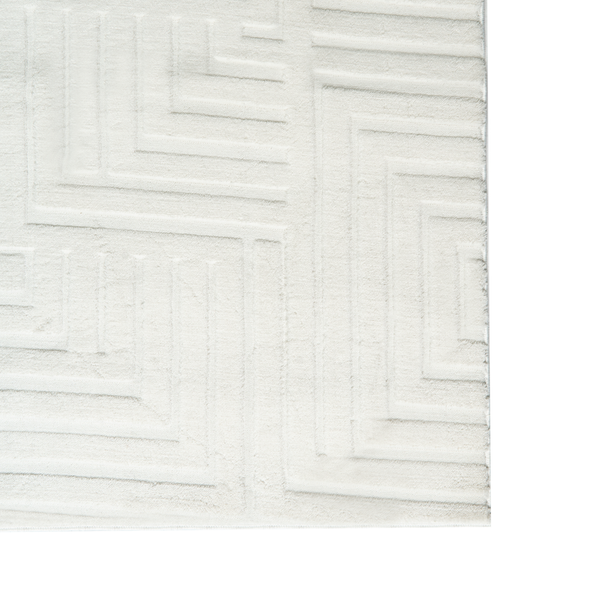 Wohnzimmerteppich mit geometrischem Reliefmuster und strukturierter Oberfläche