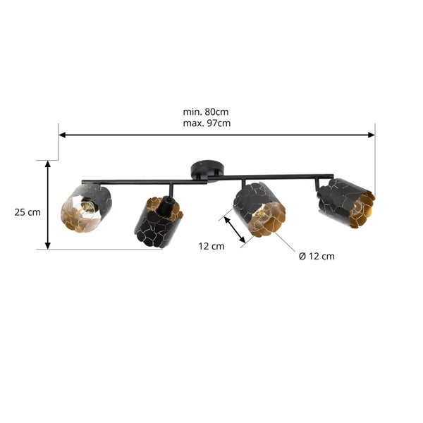 Lindby Deckenlampe Aralena (Modern) in Schwarz aus Metall (4 flammig, E27) - Deckenleuchte Lampe Wohnzimmerleuchte