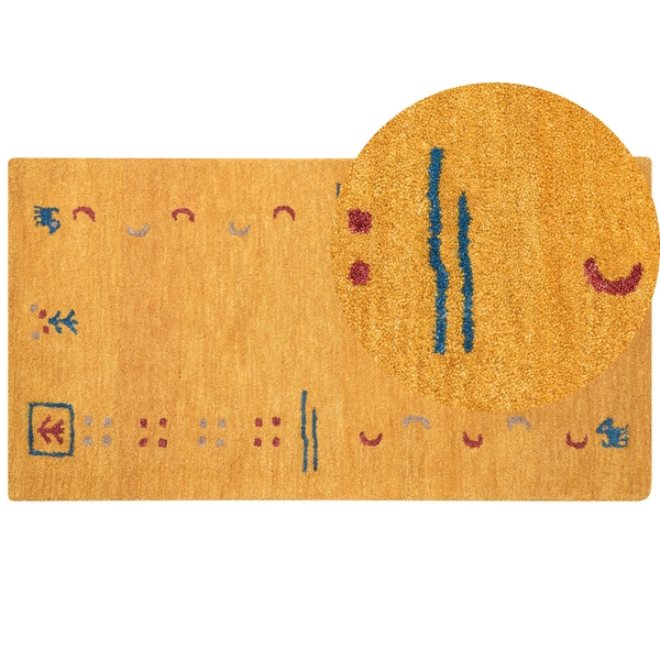 Teppich AKALAN Gelb 80 x 150 cm Wolle Gabbeh