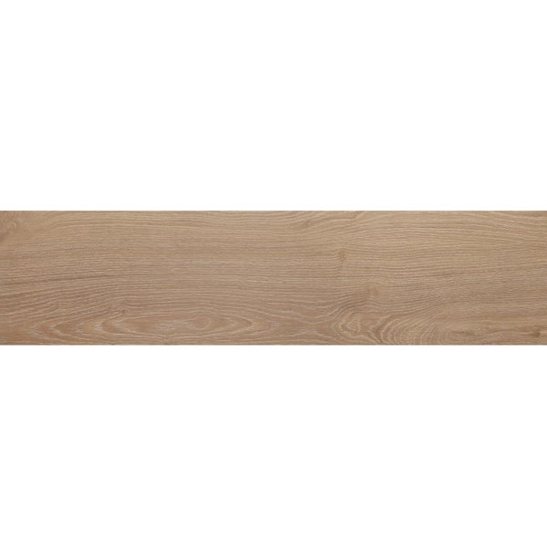 Bodenfliese in Holzoptik aus Feinsteinzeug in Dielenform.