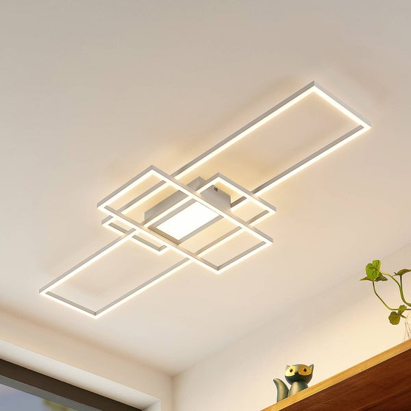 Lindby LED Deckenleuchte Caitilin dimmbar mit Leselampe (Modern) in Weiß aus Metall (1 flammig, ) - Lampe Deckenlampe Wohnzimmerleuchte