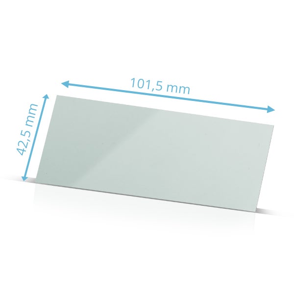 Glasplatte mit den Maßen 101,5 mm mal 42,5 mm
