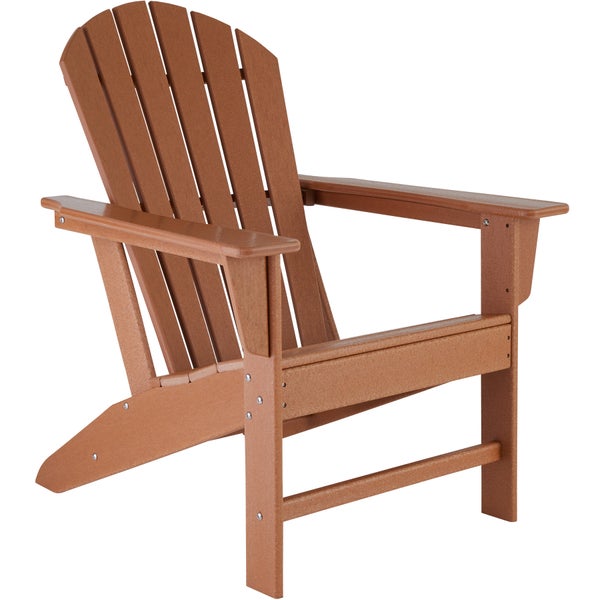 2 Gartenstühle Joan mit 2 Fußablagen Lyn und Tisch Dylan tectake  Tisch mit Lamellenmuster im Adirondack-Stil braun/braun